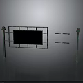 Vintage Green Metal Billboard Frame With Decorative Pillars And Black Panel