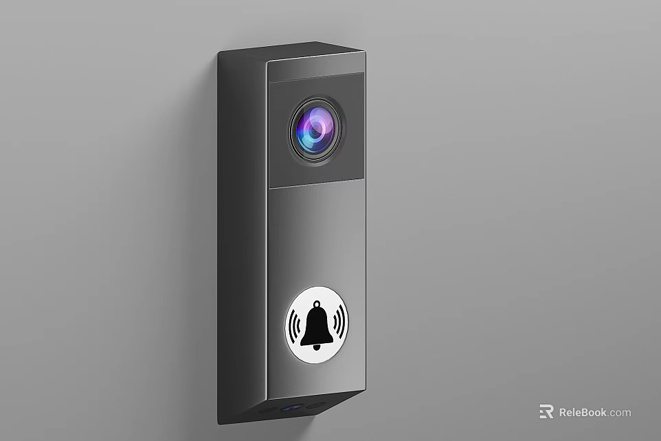 Projection Monitoring Device With Wall Mounted Camera And Integrated Bell Icon 3d model 