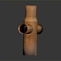 Cross Shaped Copper Pipe Fitting With Orange Finish And Four Ports