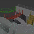3D Rendered Rope Bridges Connecting Rock Platforms With Wooden Planks And Green Vines