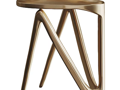 Modern Gold Side Table For Home Interior With Unique Sleek Metal Leg Design 3d model