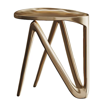 Modern Gold Side Table For Home Interior With Unique Sleek Metal Leg Design 3d model