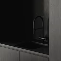 Modern Kitchen Cabinets With Marble Backsplash And Sink 3d model