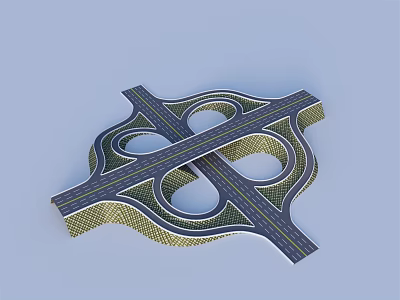 Modern Interchange Bridge With Multiple Loops And Crossing Traffic Lanes 3d model
