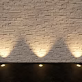 Elegant Chandelier Casting Warm Light Shadows On Gray Brick Wall Interior 3d model