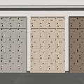 Three Wooden Storage Cabinets With Light Medium Dark Tones And A To F Labels