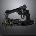 Detailed Classic Revolver Weapon With Open Cylinder Bullets And Shiny Metal Parts