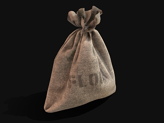 Sack storage bag hemp rope bag cartoon sack cotton sack 3d model