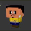 Pixel Art Block Head Character With Black Hair Big Eyes Yellow Shirt Blue Pants