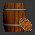 Wooden Barrel With Staves Metal Hoops And Detached Lid Isolated On Dark Background