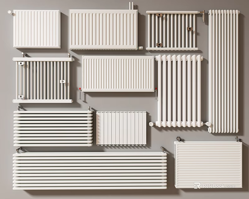 Different Styles Of White Radiators For Home Heating And Interior Decoration 3d model 