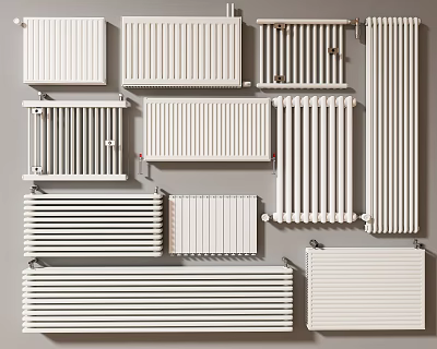 Different Styles Of White Radiators For Home Heating And Interior Decoration 3d model