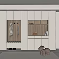 Modern White Shoe Cabinet with Clothing Hanging Area Integrated Lighting Open Compartments and Minimalist Design