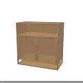 Minimalist Modern Wooden Entryway Cabinet Sideboard With Open Shelf And Slatted Doors
