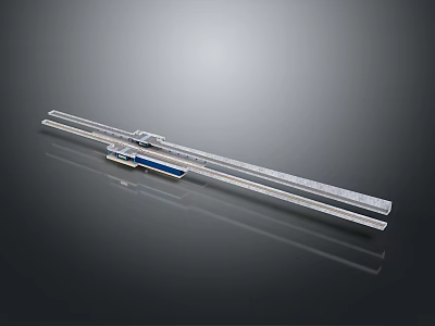 Car Seat Slide Rail System With Silver Metal Tracks And Blue Components 3d model