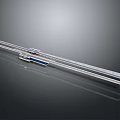 Car Seat Slide Rail System With Silver Metal Tracks And Blue Components