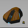 Modern Orange Black Gaming Mouse With Blue LED Lights And USB Receiver Striped Design