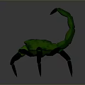 Green Scorpion 3D Model With Detailed Body Black Claws And Curved Tail