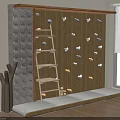 Fun Kids Play Area With Wooden Climbing Wall Ladder Climbing Holds And Safety Mats