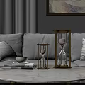 Modern Living Room Gold Framed Hourglass Decorations Set On Marble Coffee Table With Sofa
