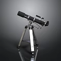 Black Telescope On Silver Tripod For Viewing Scenic Natural Landscapes