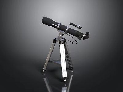 Black Telescope On Silver Tripod For Viewing Scenic Natural Landscapes 3d model