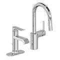 Modern Chrome Kitchen and Bathroom Faucets with Sleek Design and Sprayer Function 3d model