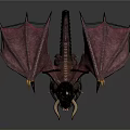 Fantasy Dragon Creature Featuring Red Pink Wings Black Body Open Mouth And Sharp Teeth