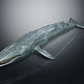 Teal Whale Sculpture With Textured Surface And Distinct Outline On Dark Background