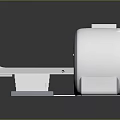 Modern Medical MRI Scanner Imaging Equipment With White Body Green Accent And Sliding Examination Table