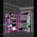 Modern Kitchen Storage Shelves With Transparent Doors Organizing Containers And Jars