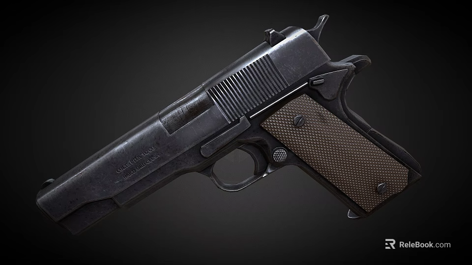 Modern Semi Automatic Handgun With Black Metal Body And Textured Brown Grip Design 3d model 