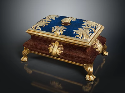 Elegant Wooden Display Shelf With Gold Accents Showcasing Exquisite Decorative Items 3d model