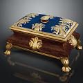 Elegant Wooden Display Shelf With Gold Accents Showcasing Exquisite Decorative Items