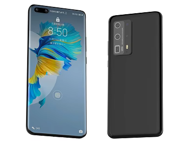 Contemporary Smartphones With Colorful Screen Wallpaper And Black Rear Camera Setup 3d model