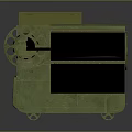 Vintage Green Film Projector With Reel And Two Black Screen Sections On Wheels