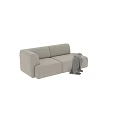 Modern Gray Fabric Sectional Sofa With Soft Throw Blanket And Comfortable Design 3d model