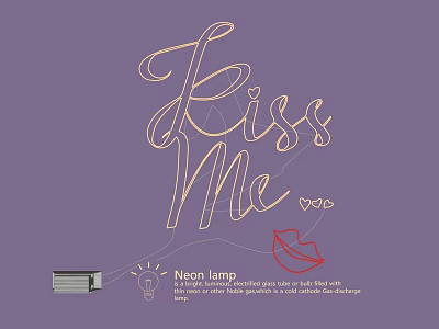 Neon Lamp Combinations With Kiss Me Design And Red Lips Pattern 3d model