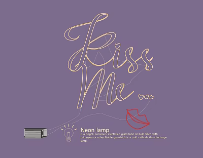 Neon Lamp Combinations With Kiss Me Design And Red Lips Pattern 3d model