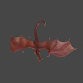 Red Dragon Game And Movie Character With Large Wings Open Mouth Fierce Posture