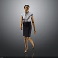 Child Wearing White Shirt And Black Skirt Walking On Gray Background