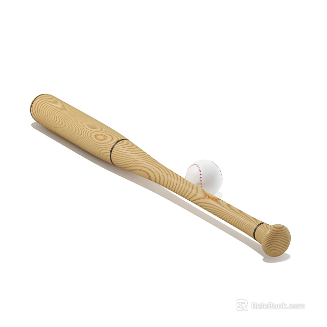 High Quality Wooden Baseball Bat With Official Size Baseball For Training 3d model 