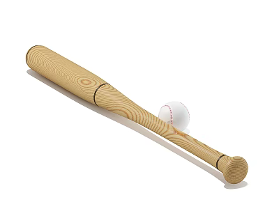 High Quality Wooden Baseball Bat With Official Size Baseball For Training 3d model