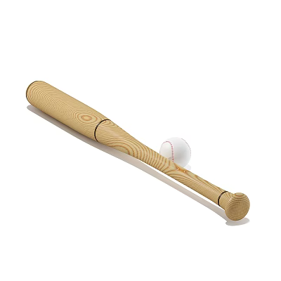 High Quality Wooden Baseball Bat With Official Size Baseball For Training 3d model