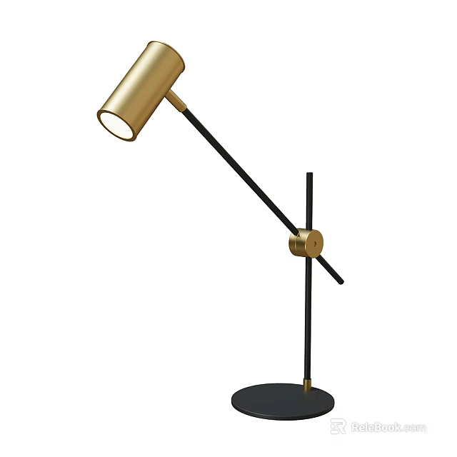 Modern Gold Black Table Lamp with Adjustable Arm and Stable Base 3d model