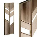 Modern Wooden Room Divider With Slatted Design And Geometric Pattern For Home Interior