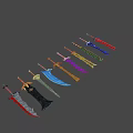 Colorful Decorative Swords With Various Designs And Unique Handle Details