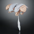 Abstract Biological Form With Fleshy Textured Parts And White Covering Layers