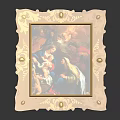 Golden Decorative Picture Frame With Intricate Carvings Holding Classic Religious Painting