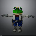 Cartoon Frog Character With Orange Hat White Coat Blue Overalls Tool Belt And Arms Outstretched